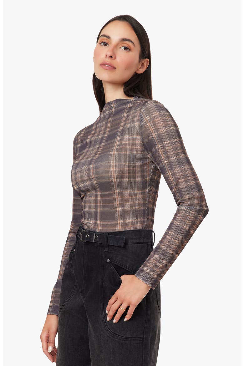 Turtleneck Cotton Blend Top, Alternate, color, OMBRE PLAID