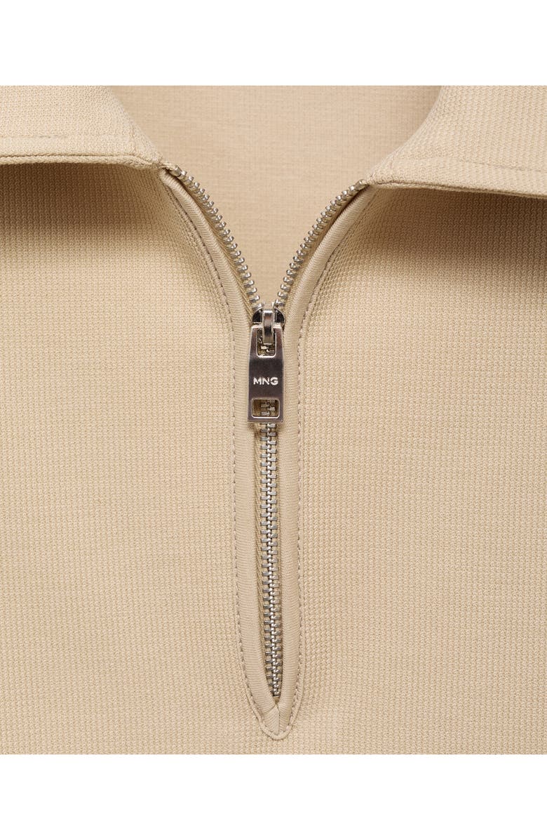 MANGO Knit Quarter Zip Polo, Alternate, color, Beige