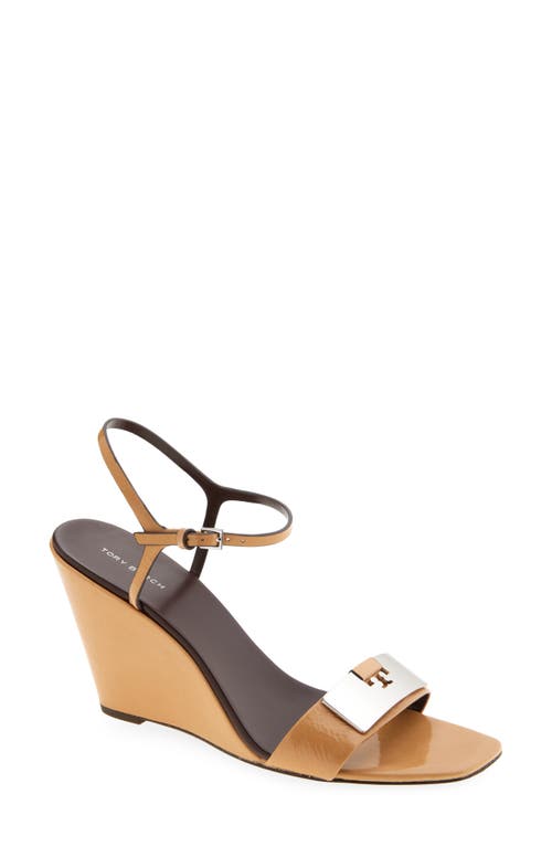 Tory Burch Gigi Ankle Strap Wedge Sandal In Silver
