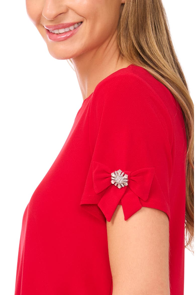 Bow Sleeve T-Shirt, Alternate, color, STOPLIGHT RED