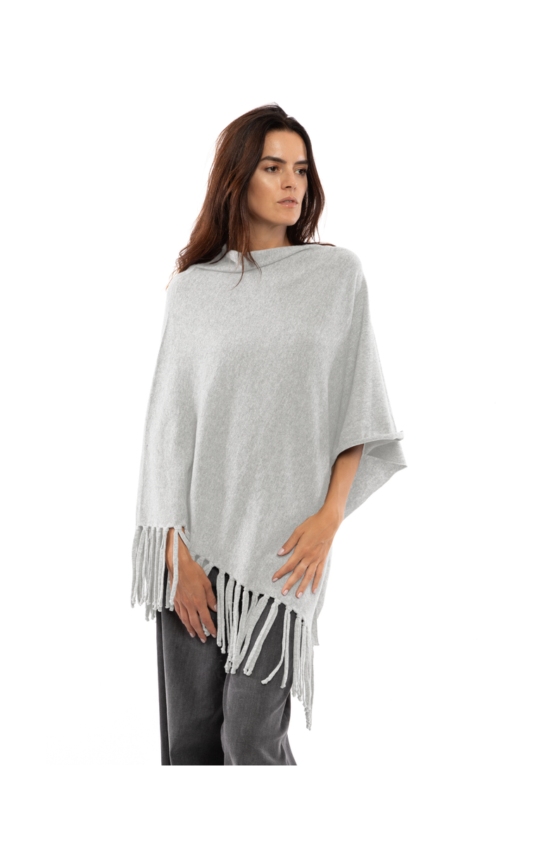 Monticelli Cashmere Pure Cashmere Poncho with Fringes, Main, color, Light Gray