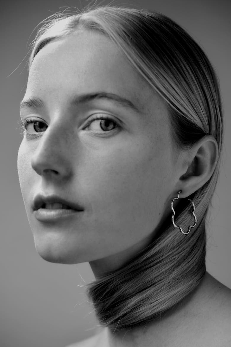 Kirby Flower Hoop, Alternate, color, 925 Recycled Sterling Silver
