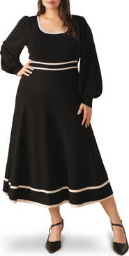 FLYING TOMATO Contrast Trim Sweater Midi Dress