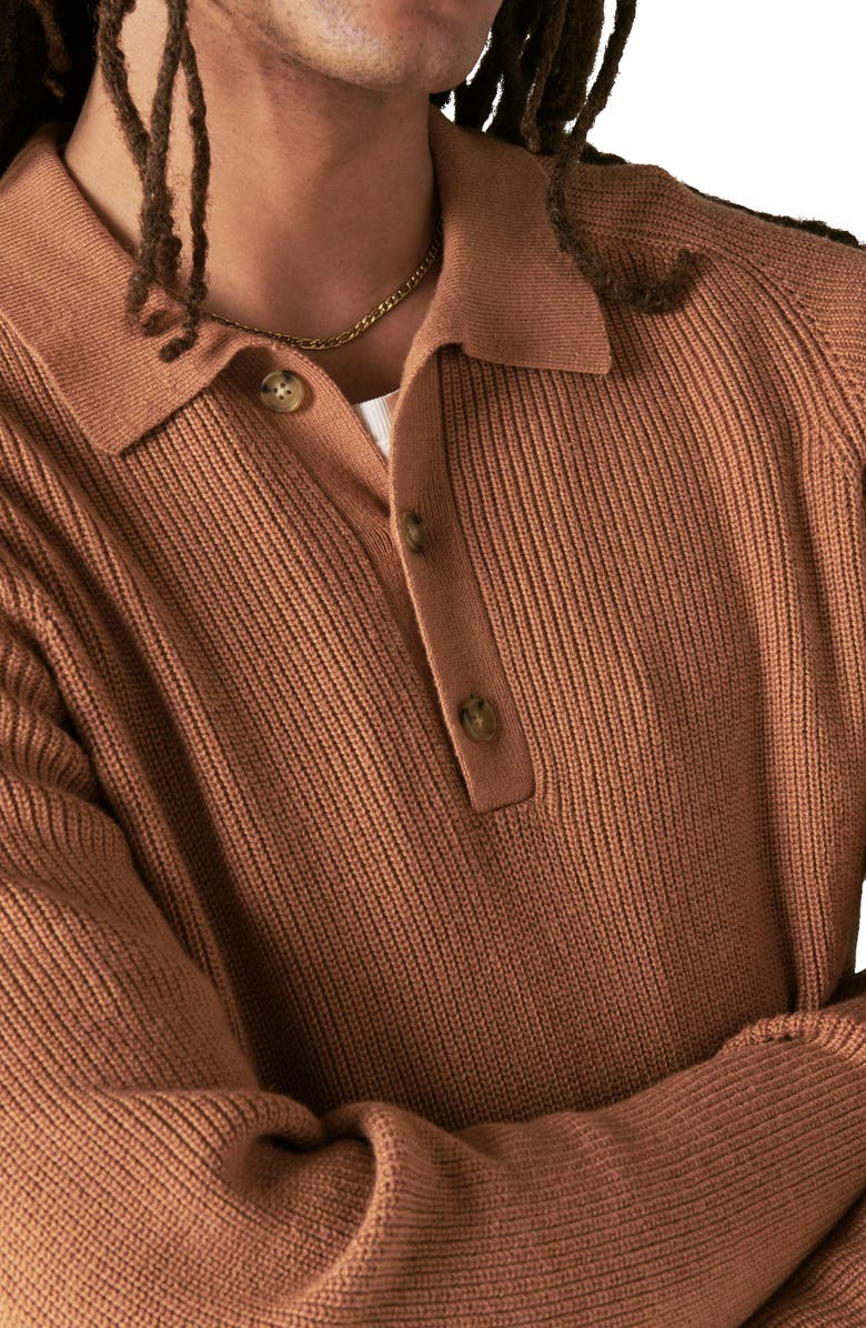 Lucky Brand Cloud Soft Rib Cotton Blend Polo Sweater, Alternate, color, 