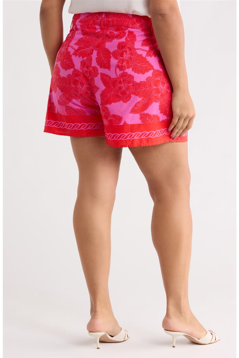 Rency Floral Arvery Pleated Shorts, Alternate, color, FUCHSIA-RED