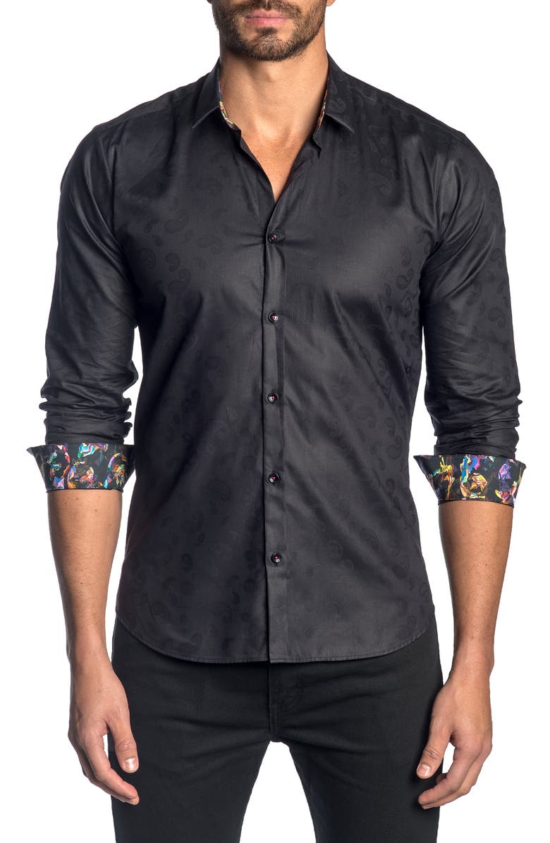 Jared Lang Slim Fit Paisley Button-Up Sport Shirt, Main, color, 