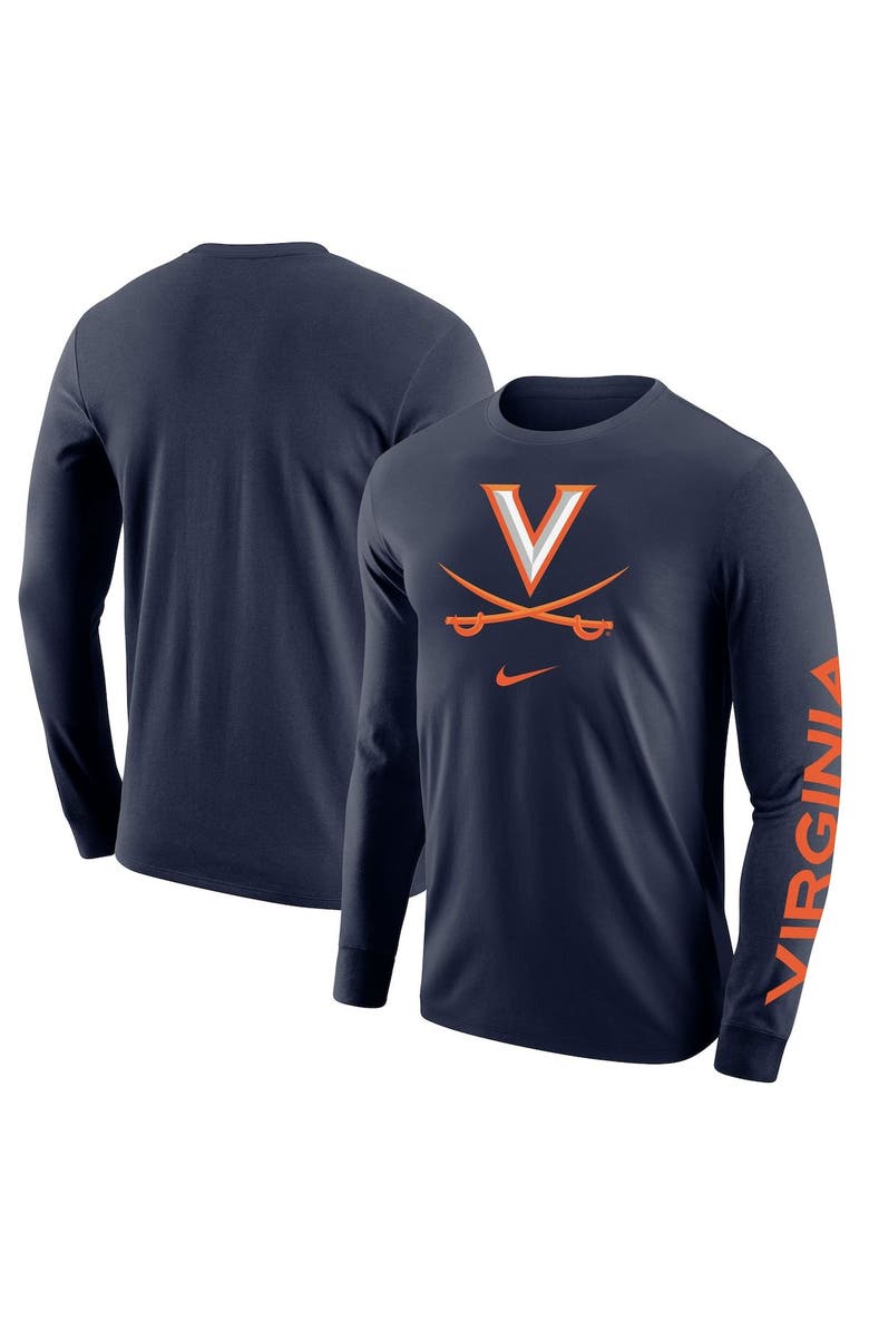 Nike Men's Nike Navy Virginia Cavaliers Team Lockup 2-Hit Long Sleeve T-Shirt, Main, color,