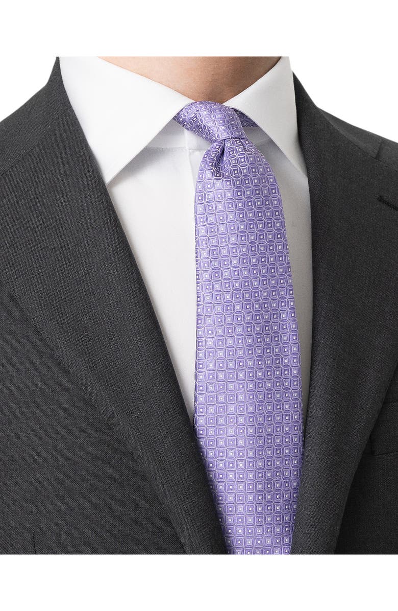 Eton Geometric Silk Jacquard Tie, Alternate, color, Medium Purple