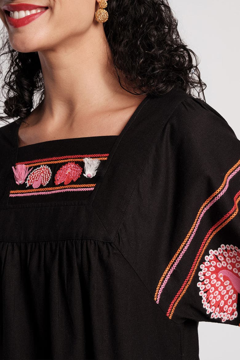 Picnic Peacock Dress, Alternate, color, Black/Multi