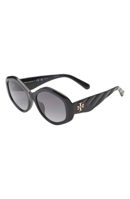 Tory Burch 55mm Gradient Polarized Geometric Sunglasses In Black