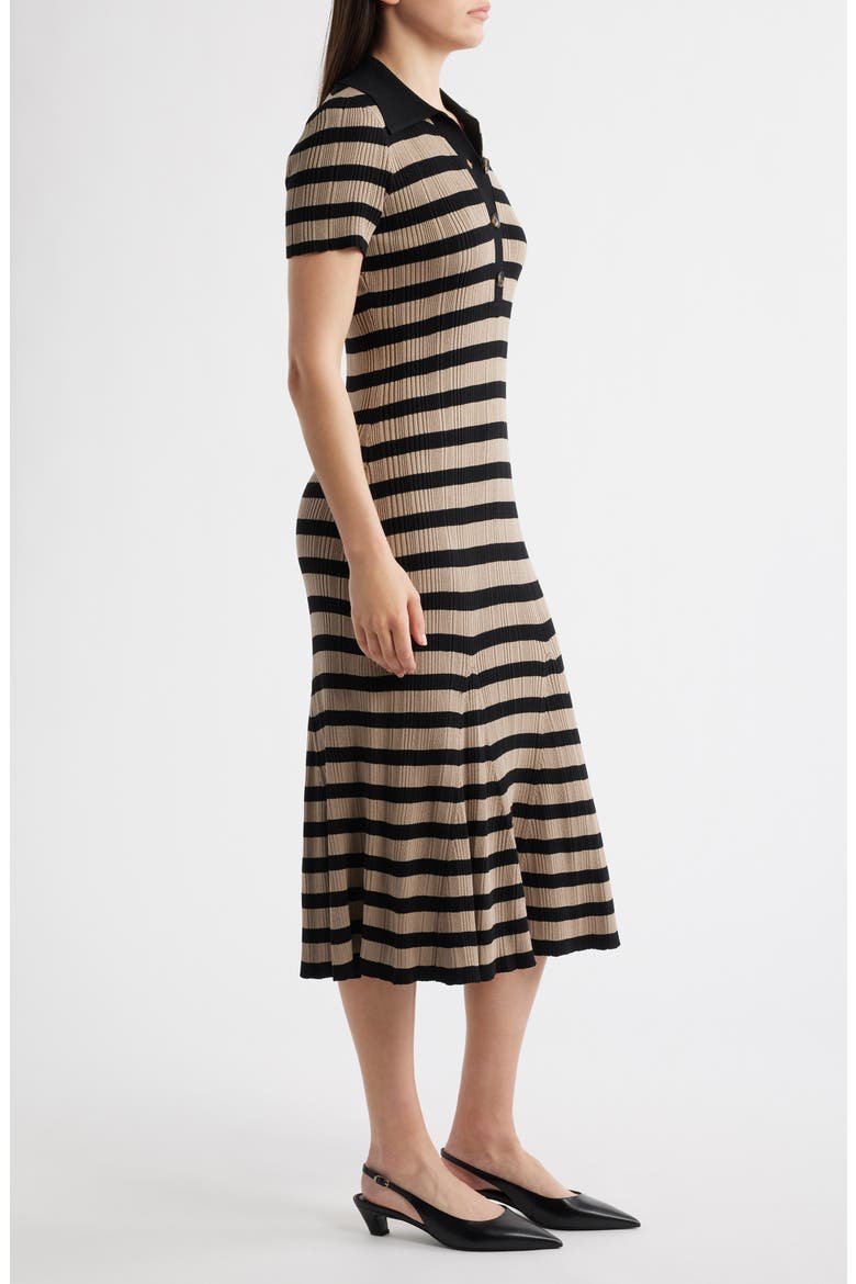 Stripe Variegate Rib Midi Sweater Dress, Alternate, color, BLACK/ MOCHA MOUSEE
