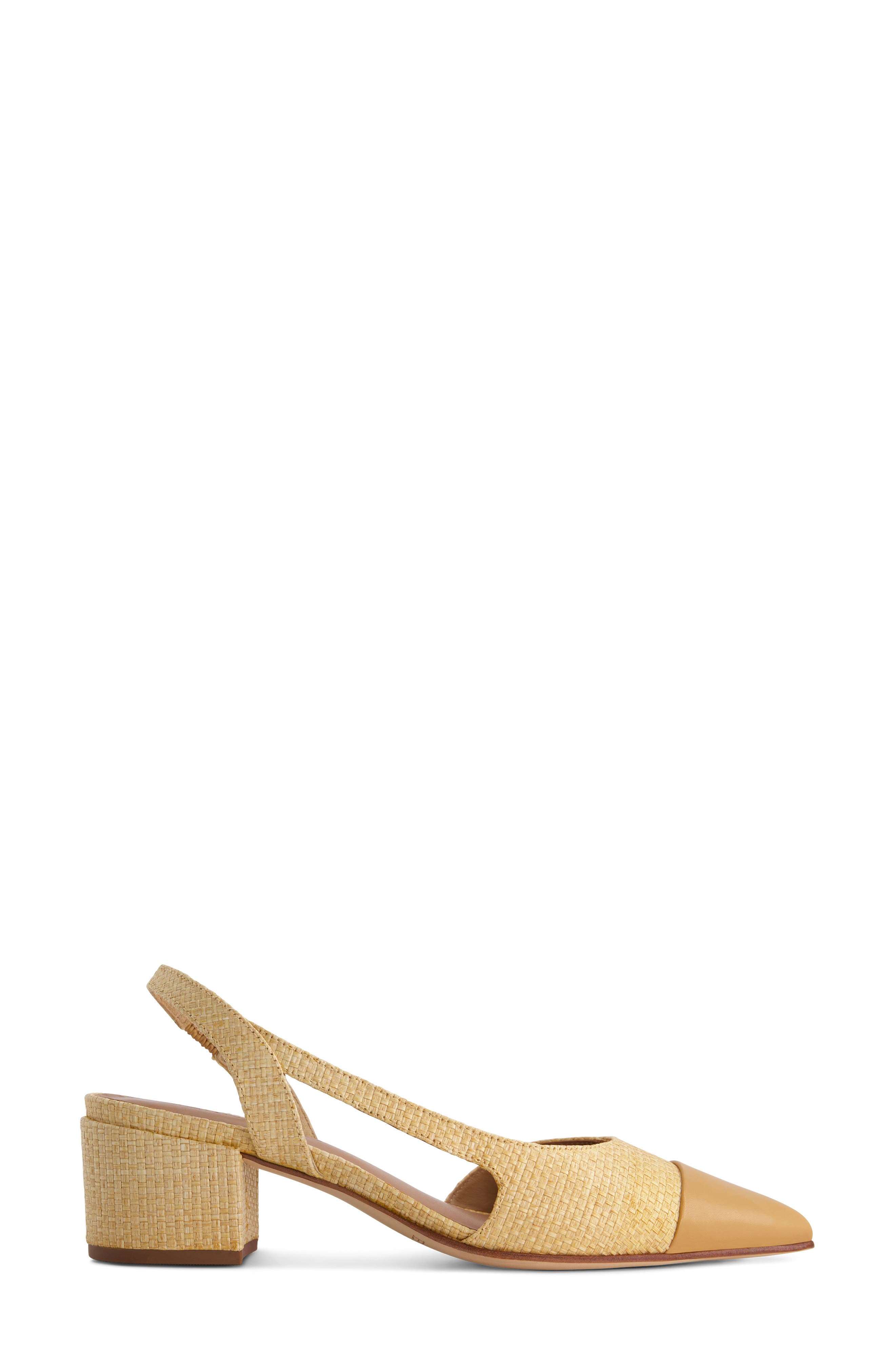 Bernardo Footwear Monroe Two-Tone Slingback Pump, Alternate, color, Light Natural Raffia/Dune