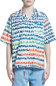 Marni Logo Stripe Cotton Camp Shirt