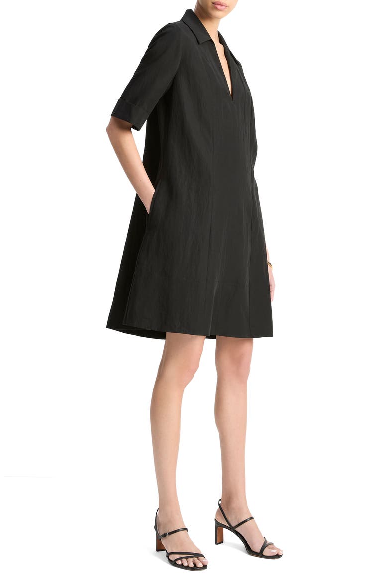 Collar A-Line Dress, Alternate, color, BLACK
