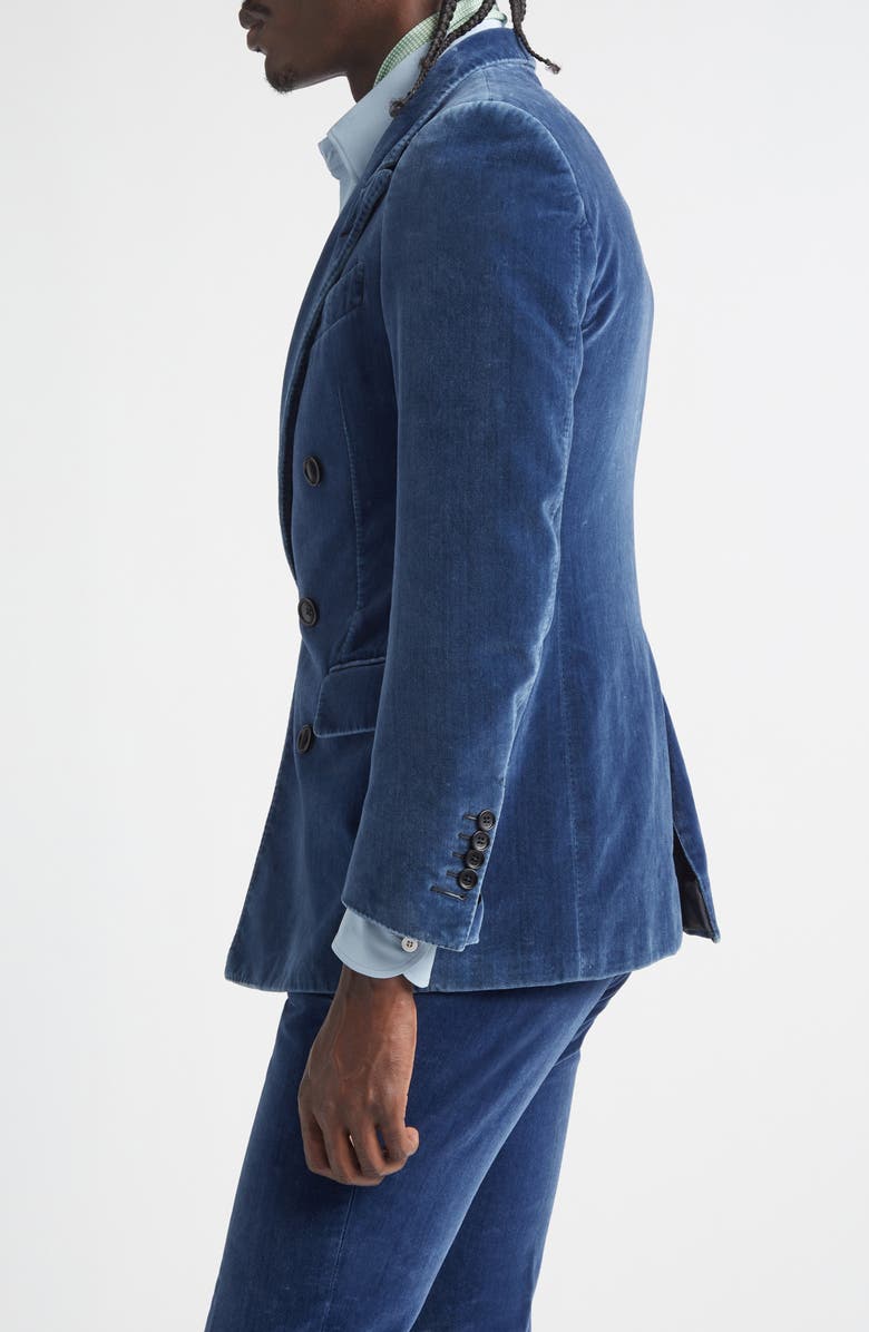 TOM FORD Double Breasted Velveteen Jacket, Alternate, color, Indigo