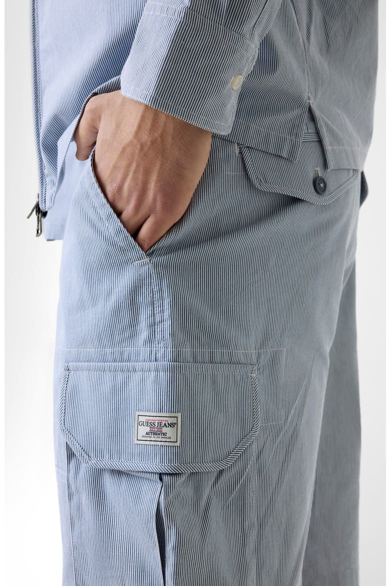 Stripe Cargo Denim Shorts, Alternate, color, DARING OCEAN/ WHITE