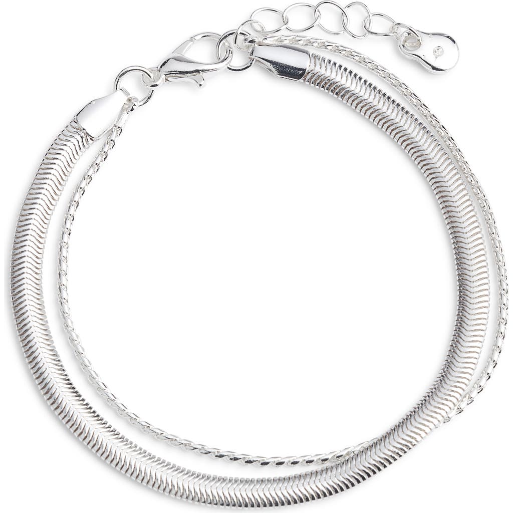 Bp. Layered Chain Bracelet In Sterling Silver Dipped