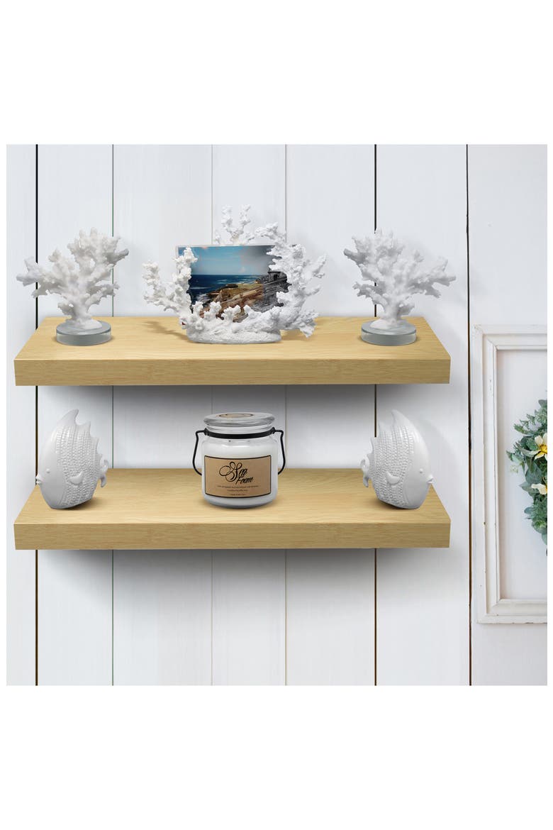 Maple Floating Rectangle Wall Shelf - Set of 2, Alternate, color, MAPLE WOOD