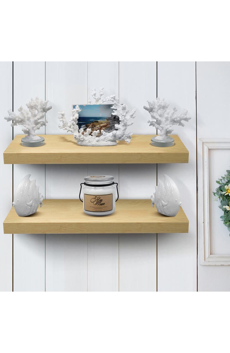 SORBUS Maple Floating Rectangle Wall Shelf - Set of 2, Alternate, color, Maple Wood