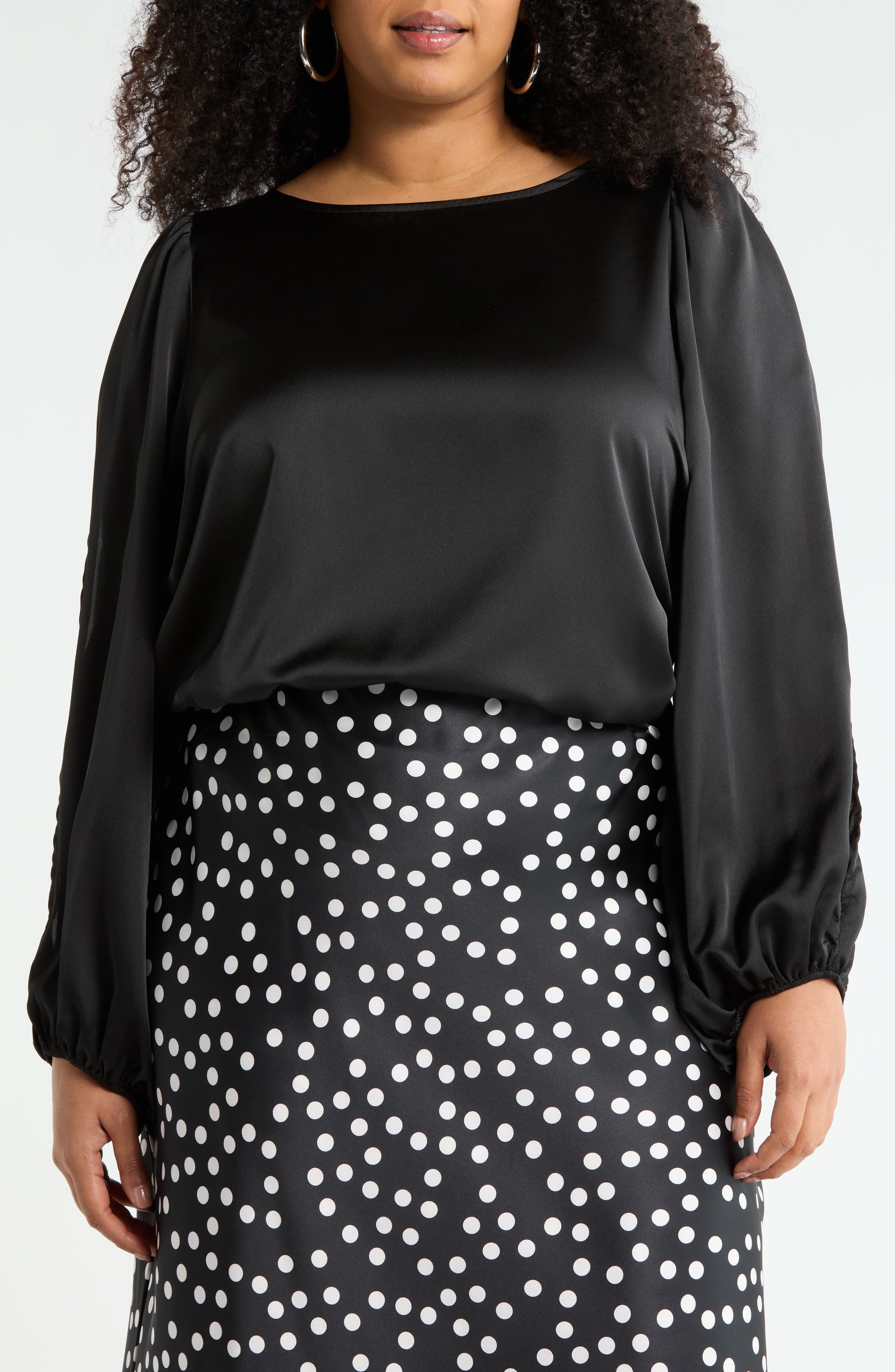 Renee C Cutout Long Sleeve Satin Top