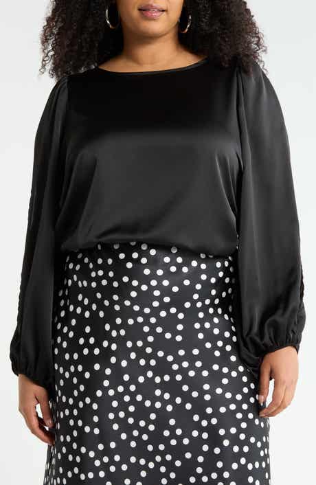 Renee C Cutout Long Sleeve Satin Top
