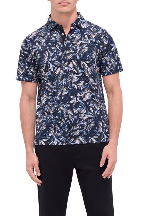 Hendrix Digital Leaf Print Pima Cotton Polo