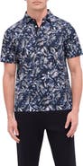 Bugatchi Hendrix Digital Leaf Print Pima Cotton Polo