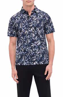 Bugatchi Hendrix Digital Leaf Print Pima Cotton Polo