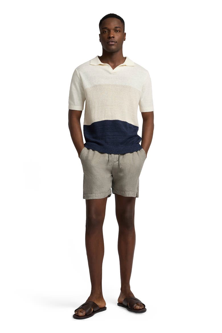 Silk Linen Short Sleeve Johnny Polo, Main, color, Melange
