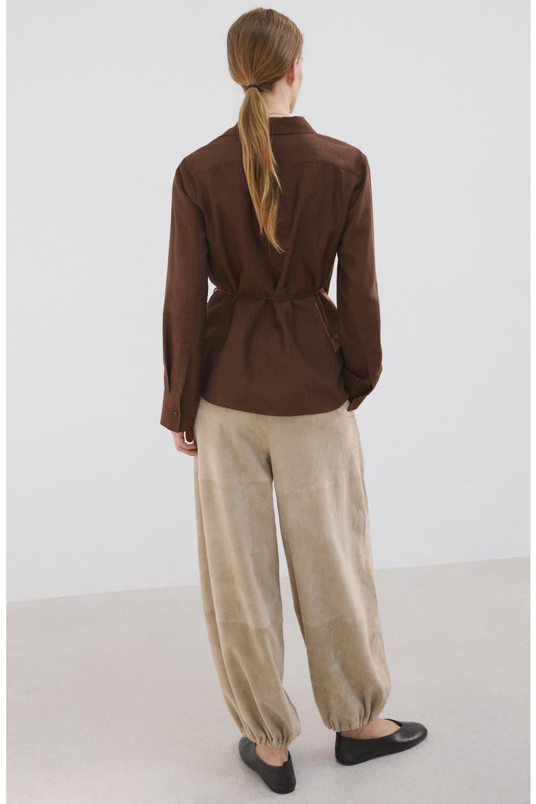 Long Sleeve Wrap Shirt, Alternate, color, BROWN