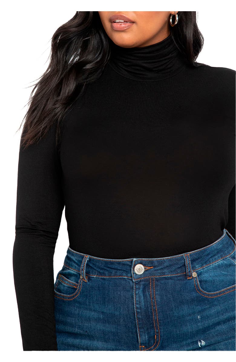 ELOQUII Layering Turtleneck, Main, color, Totally Black