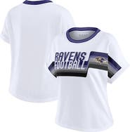 WEAR by Erin Andrews Women's WEAR by Erin Andrews White Baltimore Ravens Cropped Center Stripe Dolman T-Shirt
