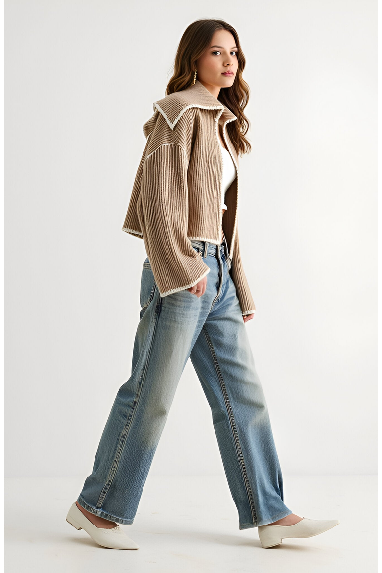 Texture Knitting Book Modenaire Textured Knit Jacket with Wide Collar, Raw Edge Trim and ...
