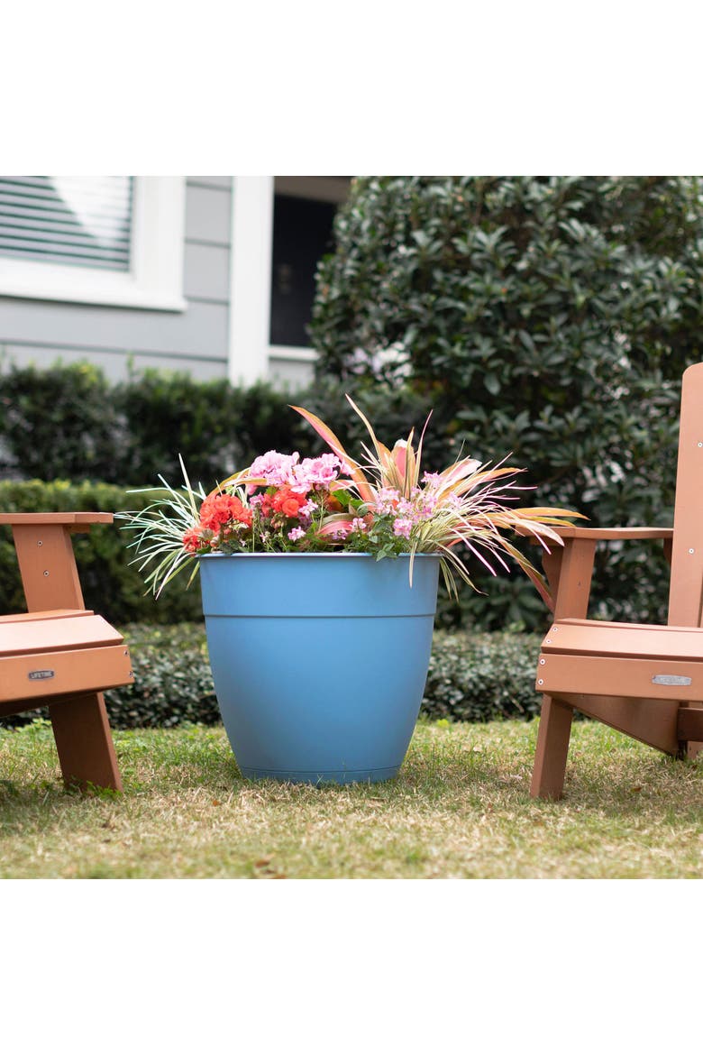 16 x 10 Inch Dayton Gardening Planter with Saucer Tray, Ocean Blue, Alternate, color, Blue