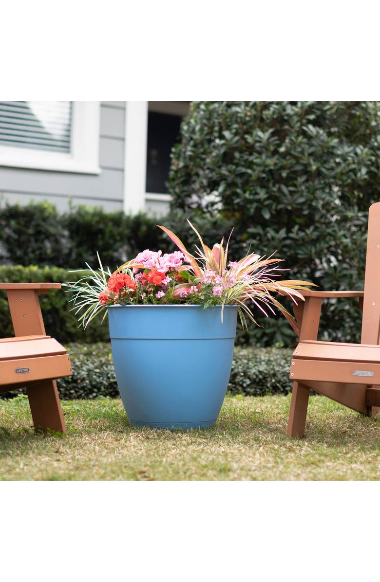 Bloem 16 x 10 Inch Dayton Gardening Planter with Saucer Tray, Ocean Blue, Alternate, color, Blue