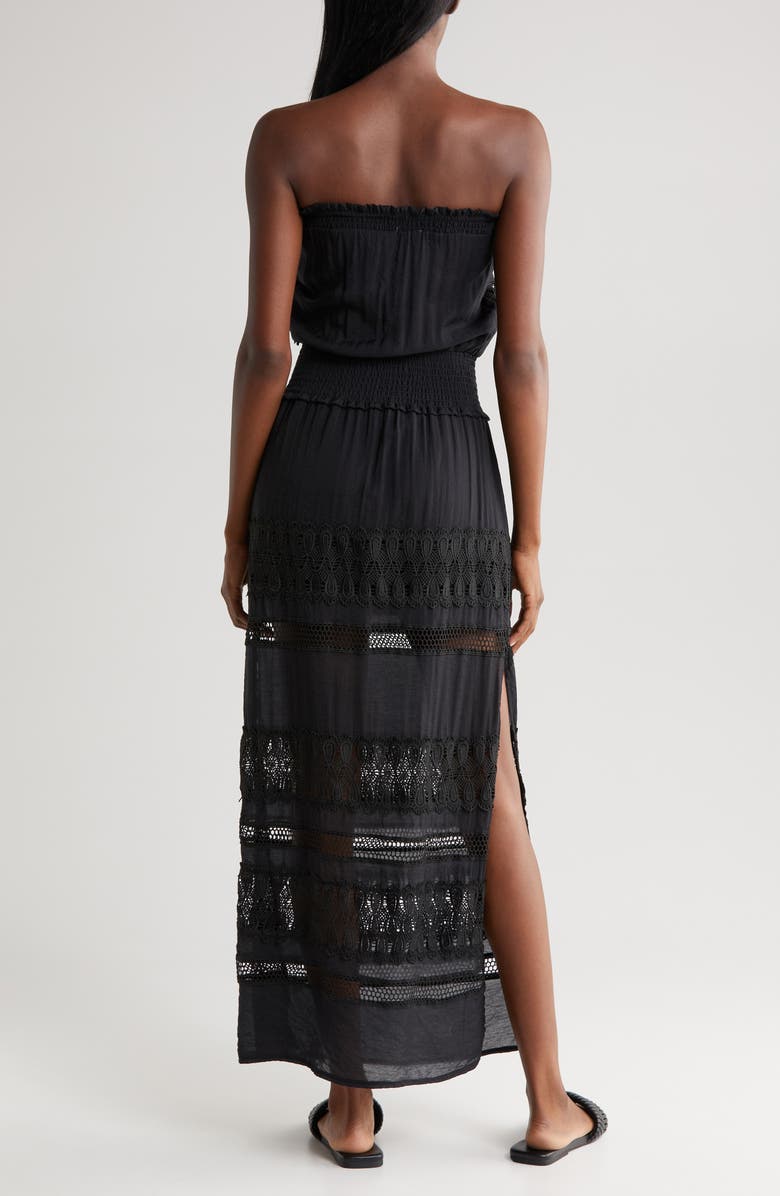 Elan Lace Strapless Cover-Up Maxi Dress, Alternate, color, Black