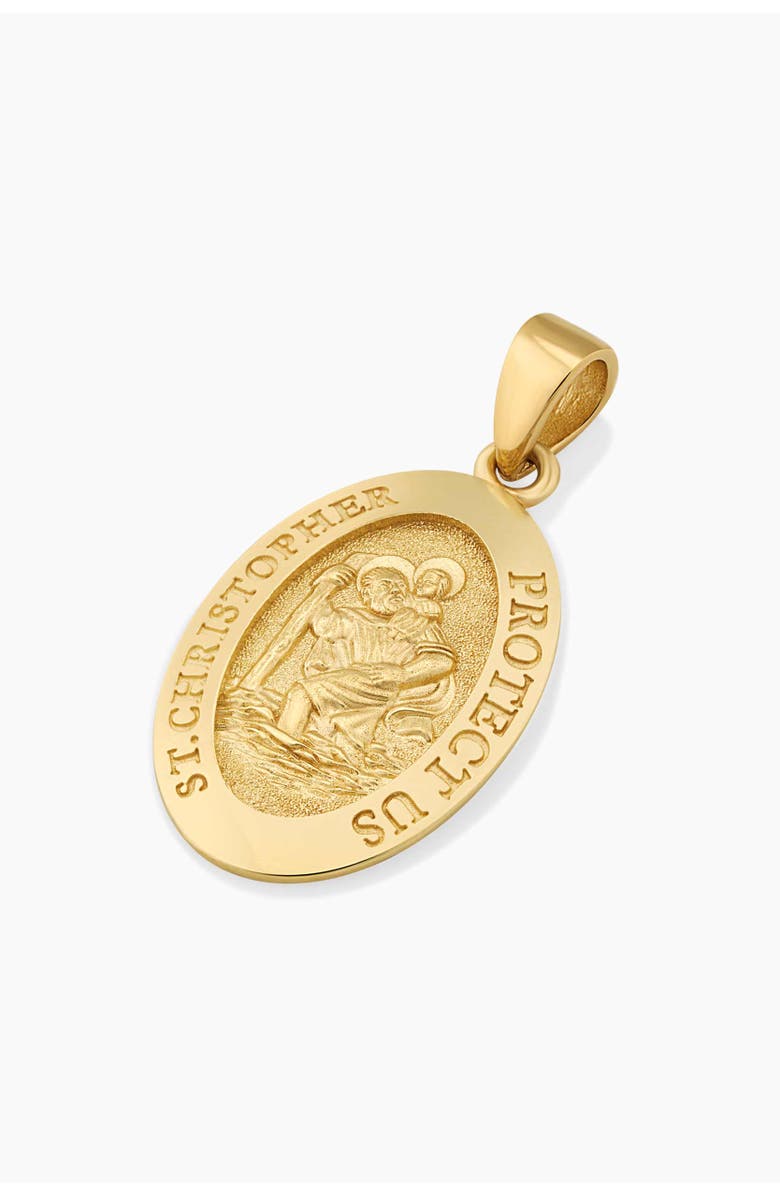 Oradina 14K Yellow Gold St. Christopher Medal Pendant Charm, Alternate, color, Yellow Gold