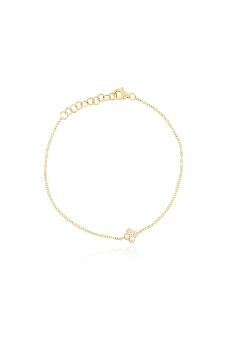The Lovery Fine Jewelry Diamond Single Clover Bracelet, Main, color, Yellow Gold