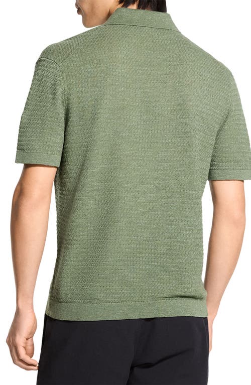Theory Brenan Linen Blend Polo In Green