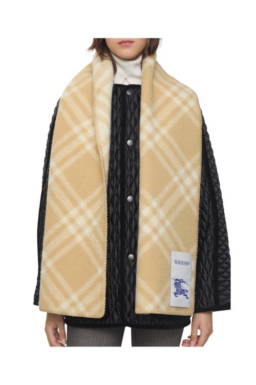 Burberry Check Wool Scarf In Brown
