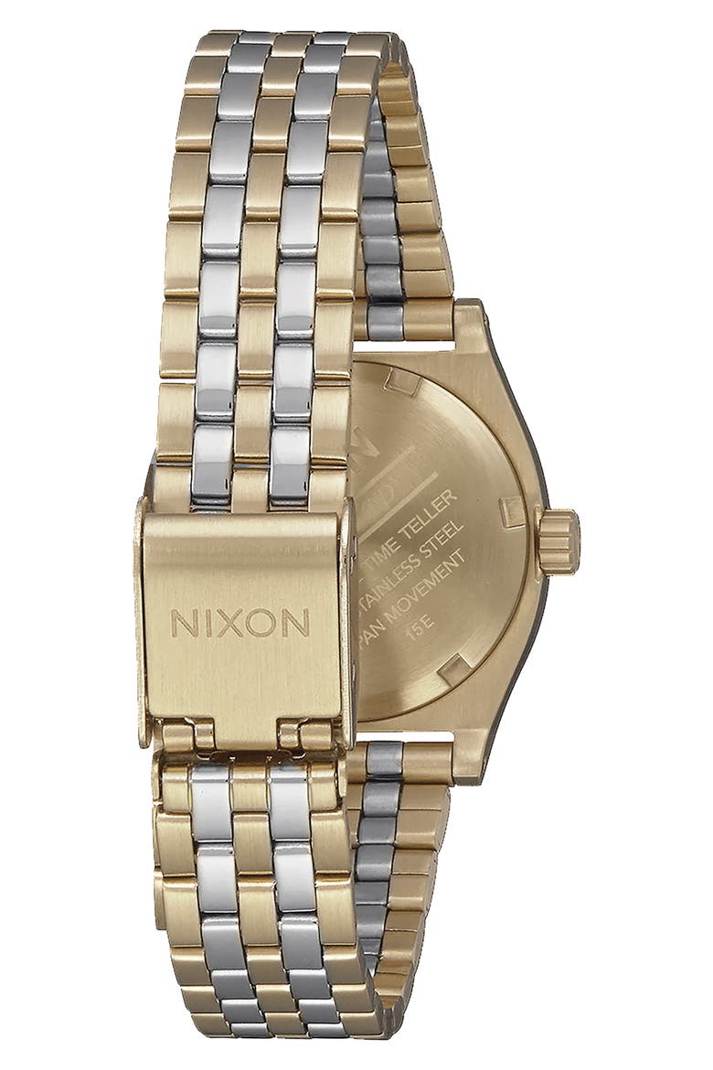 The Small Time Teller Bracelet Watch, 26mm, Alternate, color, LT GOLD/ SILVER/ VINTAGE WHITE
