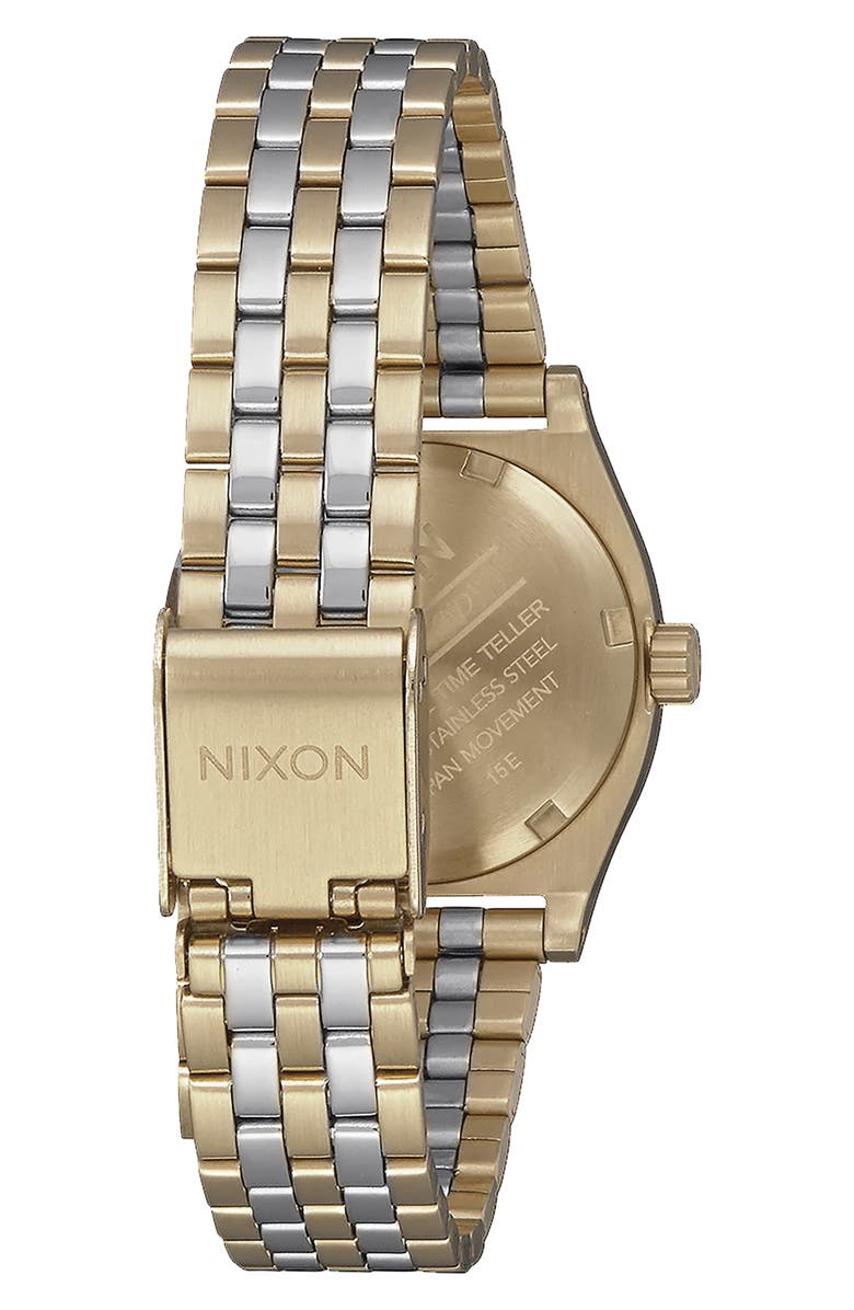 Nixon The Small Time Teller Bracelet Watch, 26mm, Alternate, color, Lt Gold/ Silver/ Vintage White