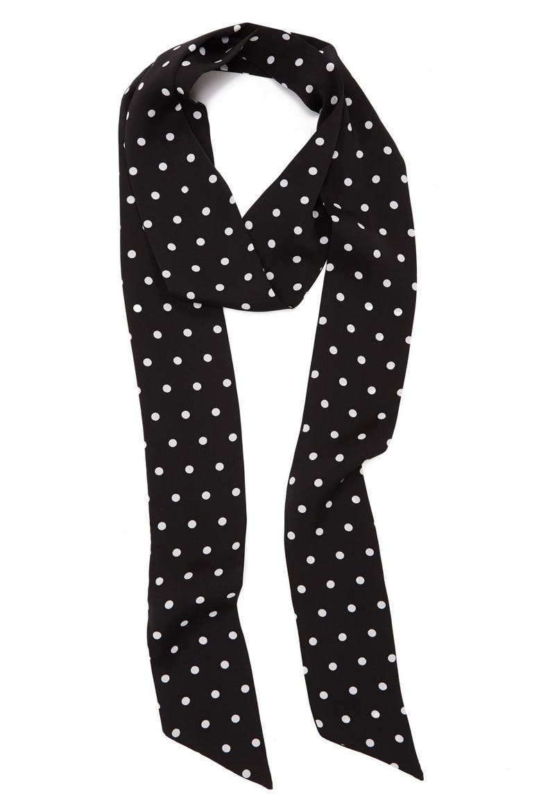 'Dot to Dot' Skinny Scarf, Main, color, BLACK