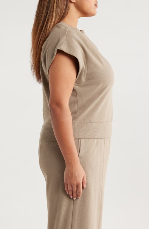 Wit & Wisdom Extended Shoulder Notch Neck Top In Brown