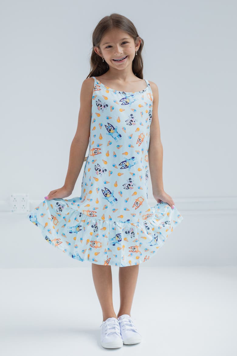 Dress Jumpsuit and 2-Piece Shorts Set, Alternate, color, Soft Blue Bluey Bingo