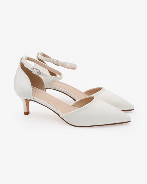 Farah Satin pointed toe Kitten Low Heel Wedding Shoes