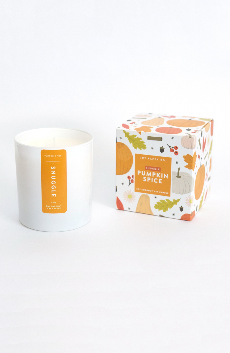 Joy Paper Co. Snuggle Pumpkin Spice Coconut Soy Candle, Alternate, color, White Glass Tumbler