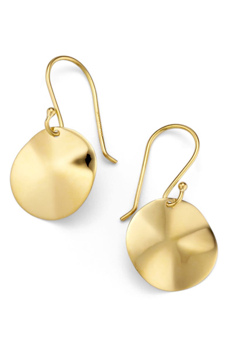 Ippolita 'Plain' Mini Wavy Disc 18k Gold Earrings, Main, color,