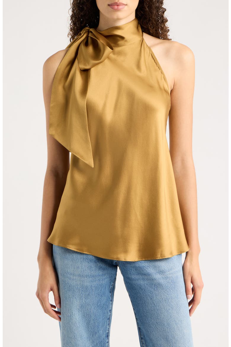 Ribbon Halter Top, Main, color, DARK GOLD