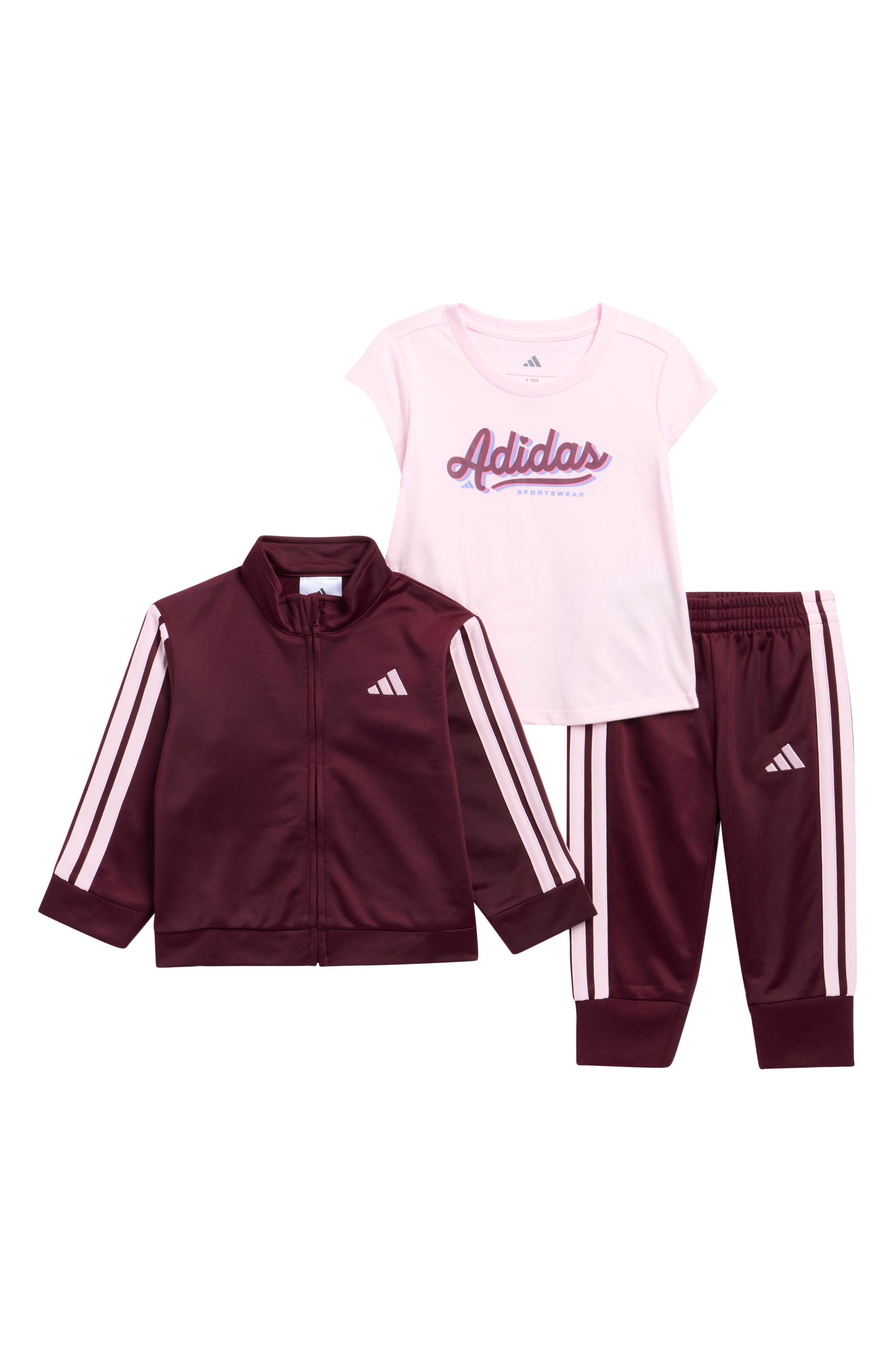 adidas Logo T-Shirt, Tricot Jacket & Joggers Set